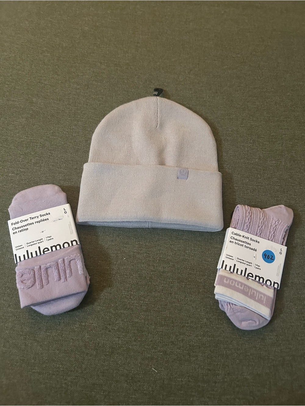 lululemon athleticaLight Lavender Beanie & Socks Set